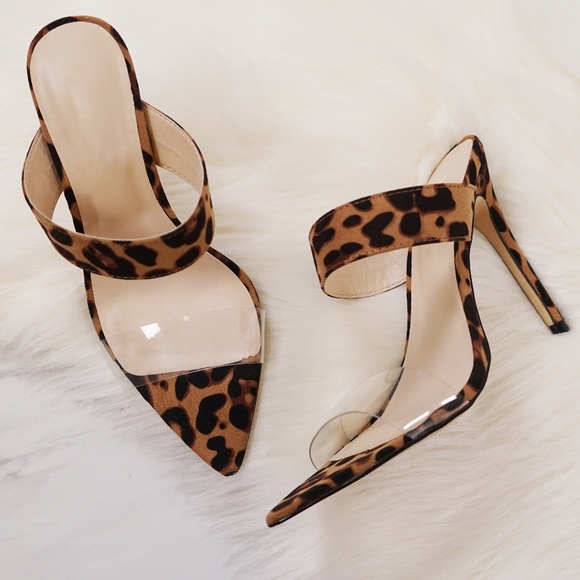 leopard print mules heels